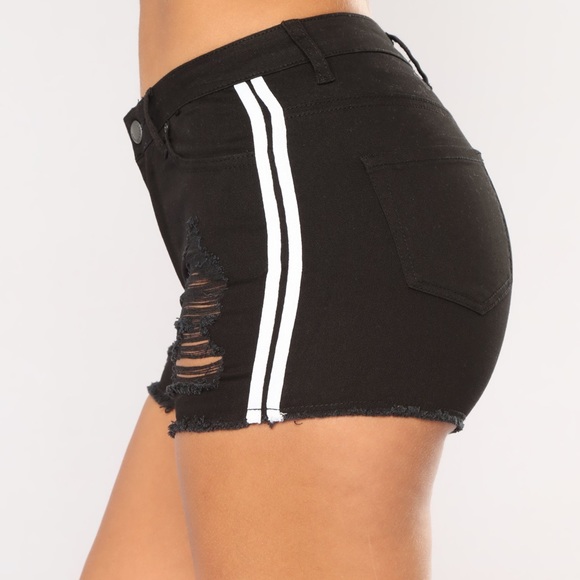 Fashion Nova Black/White Striped Shorts - Picture 3 of 6
